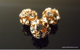 Swarovski Diamante Bead Crystal/Gold 8mm